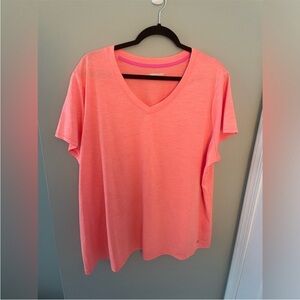 Xersion Coral Performance Wear V-Neck Short Sleeve